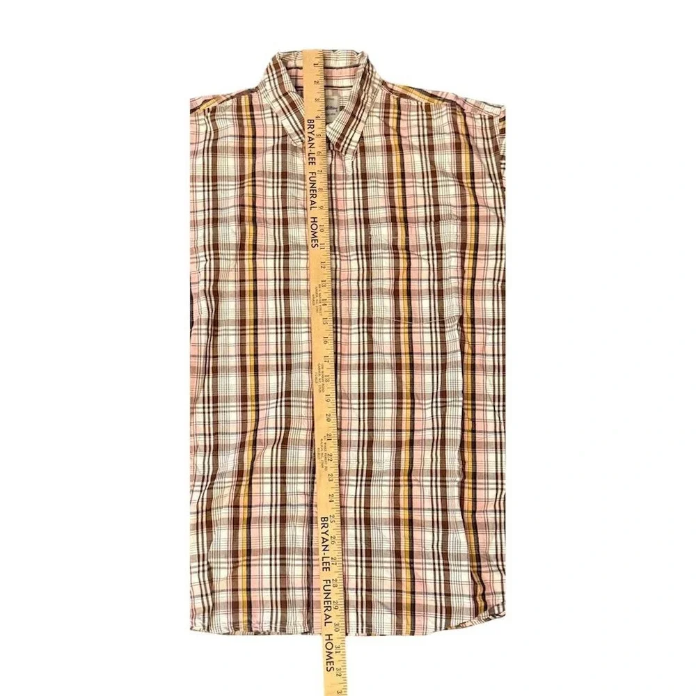 US Expedition Men's Plaid Short Sleeve‎ Shirt Size L Preppy vintage button up